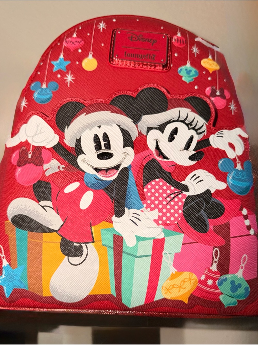 Loungefly Red Mickey & Minnie Holiday Mini Backpack